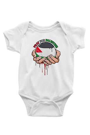 Filistin Baskılı Beyaz Unisex Bebek Body - Zıbın