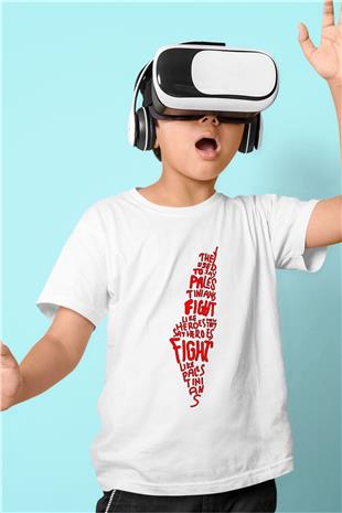 Filistin Baskılı Beyaz Unisex Beyaz Çocuk Tişört - Tshirt