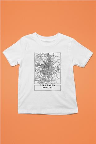 Filistin Baskılı Beyaz Unisex Beyaz Çocuk Tişört - Tshirt