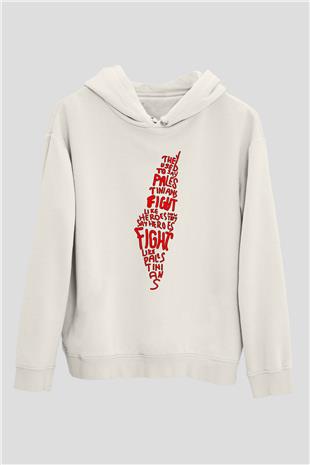 Filistin Baskılı Beyaz Unisex Kapüşonlu Sweatshirt