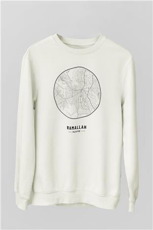 Filistin Baskılı Beyaz Unisex Sweatshirt