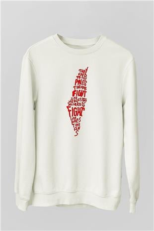 Filistin Baskılı Beyaz Unisex Sweatshirt