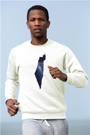 Filistin Baskılı Beyaz Unisex Sweatshirt