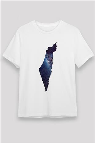 Filistin Baskılı Unisex Beyaz Tişört - Tshirt