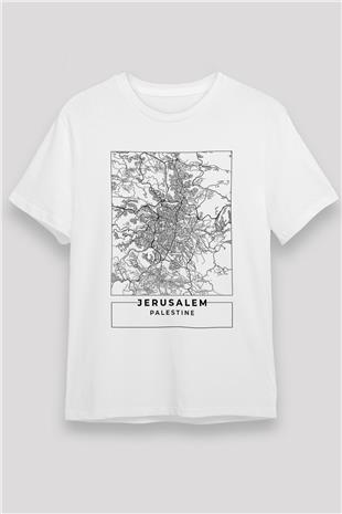 Filistin Baskılı Unisex Beyaz Tişört - Tshirt