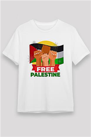 Filistin Baskılı Unisex Beyaz Tişört - Tshirt