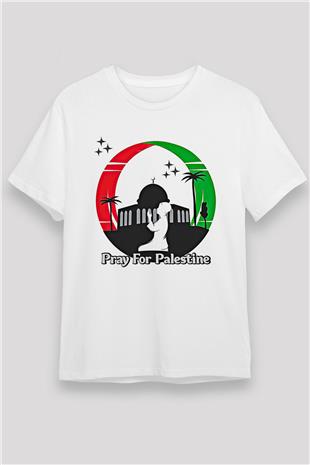 Filistin Baskılı Unisex Beyaz Tişört - Tshirt