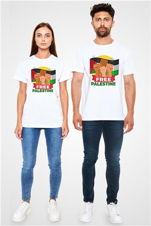 Filistin Baskılı Unisex Beyaz Tişört - Tshirt