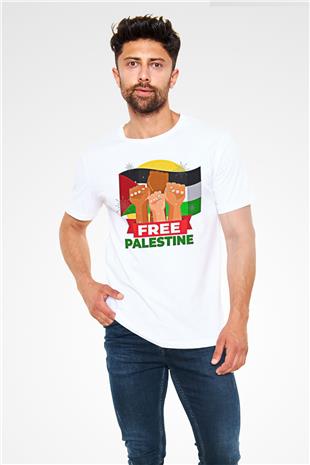 Filistin Baskılı Unisex Beyaz Tişört - Tshirt