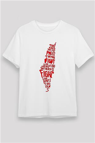Filistin Baskılı Unisex Beyaz Tişört - Tshirt