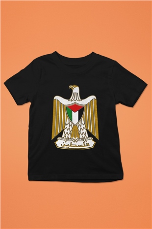 Filistin Baskılı Unisex Siyah Çocuk Tişört - Tshirt