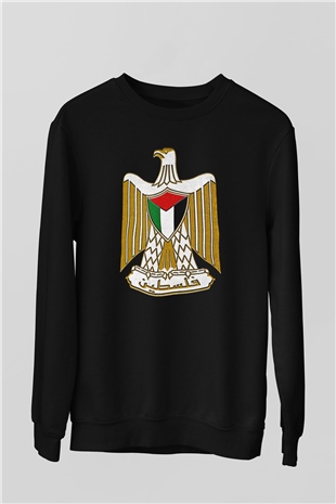 Filistin Baskılı Unisex Siyah Sweatshirt