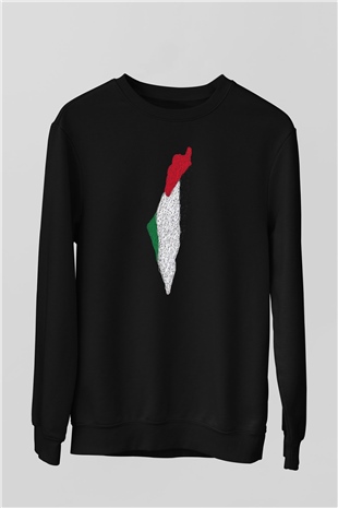 Filistin Baskılı Unisex Siyah Sweatshirt