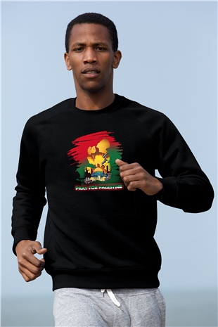 Filistin Baskılı Unisex Siyah Sweatshirt