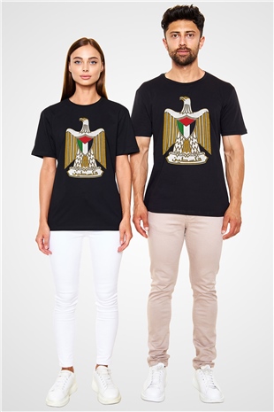 Filistin Baskılı Unisex Siyah Tişört - Tshirt