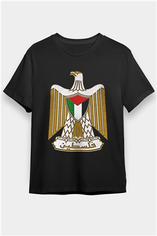 Filistin Baskılı Unisex Siyah Tişört - Tshirt