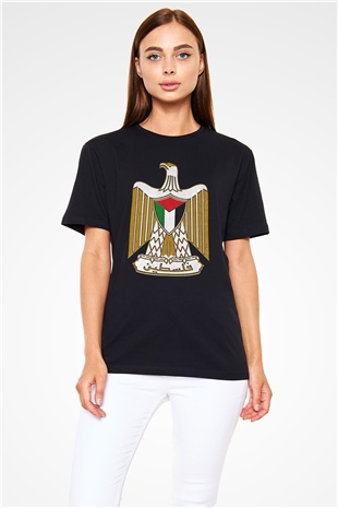Filistin Baskılı Unisex Siyah Tişört - Tshirt