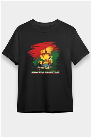 Filistin Baskılı Unisex Siyah Tişört - Tshirt