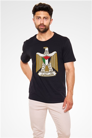 Filistin Baskılı Unisex Siyah Tişört - Tshirt