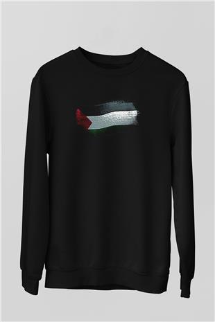 Filistin - Palestine Bayrağı Baskılı Unisex Siyah Sweatshirt