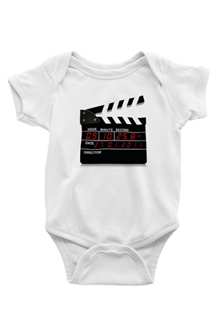 Film yönetmeni Baskılı Beyaz Unisex Bebek Body - Zıbın