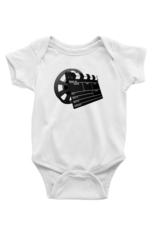 Film yönetmeni Baskılı Beyaz Unisex Bebek Body - Zıbın