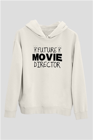 Film yönetmeni Beyaz Unisex Kapüşonlu Sweatshirt