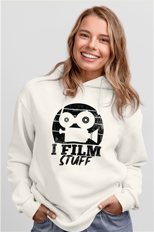 Film yönetmeni Beyaz Unisex Kapüşonlu Sweatshirt