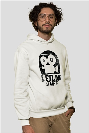 Film yönetmeni Beyaz Unisex Kapüşonlu Sweatshirt