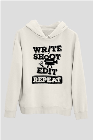 Film yönetmeni Beyaz Unisex Kapüşonlu Sweatshirt