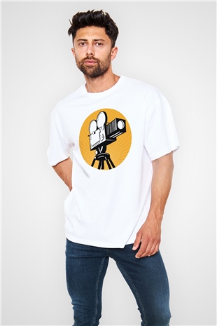 Film yönetmeni Beyaz Unisex Oversize Tişört T-Shirt