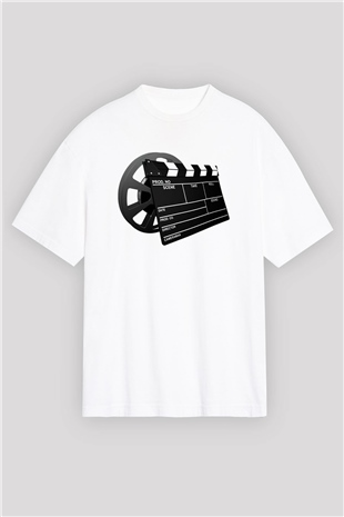 Film yönetmeni Beyaz Unisex Oversize Tişört T-Shirt