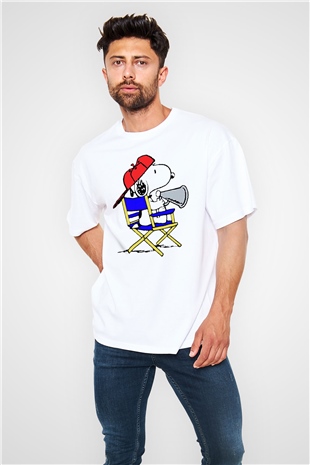 Film yönetmeni Beyaz Unisex Oversize Tişört T-Shirt