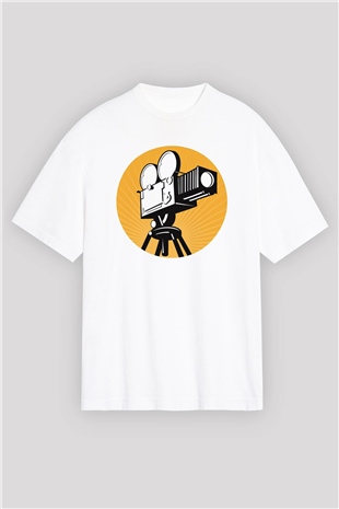 Film yönetmeni Beyaz Unisex Oversize Tişört T-Shirt