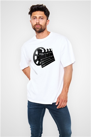 Film yönetmeni Beyaz Unisex Oversize Tişört T-Shirt