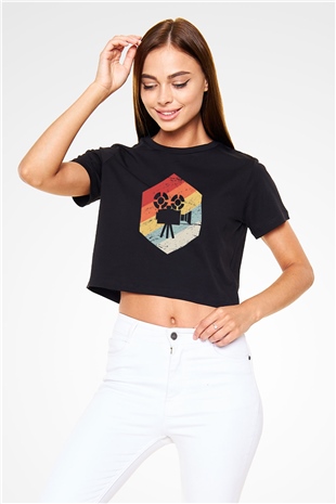 Film yönetmeni Siyah  Crop Top Tişört