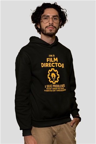 Film yönetmeni Siyah Unisex Kapüşonlu Sweatshirt