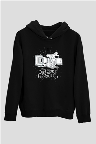 Film yönetmeni Siyah Unisex Kapüşonlu Sweatshirt