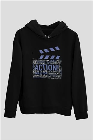 Film yönetmeni Siyah Unisex Kapüşonlu Sweatshirt