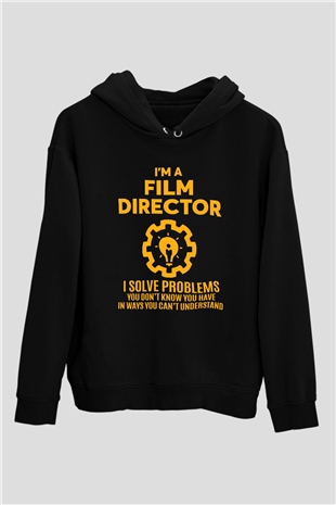 Film yönetmeni Siyah Unisex Kapüşonlu Sweatshirt