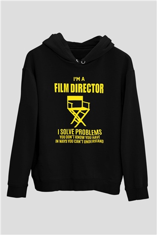 Film yönetmeni Siyah Unisex Kapüşonlu Sweatshirt