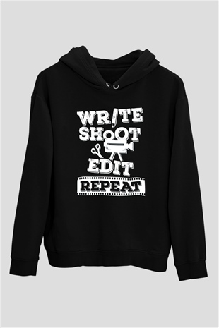 Film yönetmeni Siyah Unisex Kapüşonlu Sweatshirt