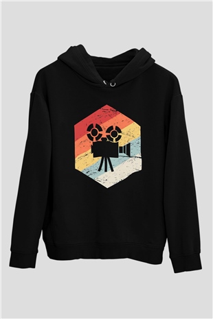 Film yönetmeni Siyah Unisex Kapüşonlu Sweatshirt