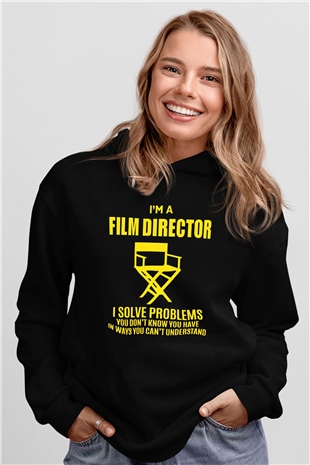 Film yönetmeni Siyah Unisex Kapüşonlu Sweatshirt