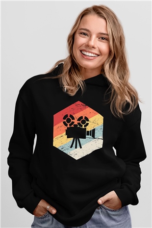 Film yönetmeni Siyah Unisex Kapüşonlu Sweatshirt