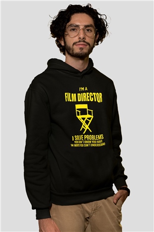 Film yönetmeni Siyah Unisex Kapüşonlu Sweatshirt