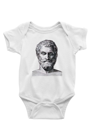 Filozof Baskılı Beyaz Unisex Bebek Body - Zıbın