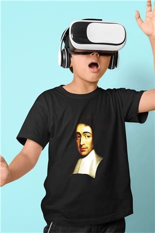 Filozof Baskılı Siyah Unisex Çocuk Tişört
