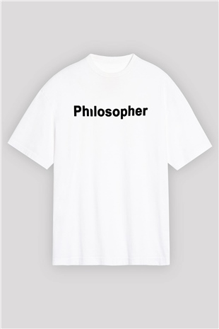 Filozof Beyaz Unisex Oversize Tişört T-Shirt
