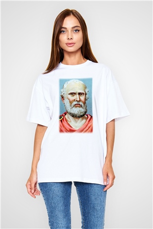 Filozof Beyaz Unisex Oversize Tişört T-Shirt